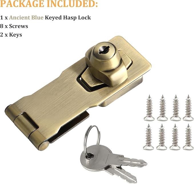 Alise Keyed Hasp Lock, 3 Inch Safety Packlock Clasp Hasp Lock Latch - Image 9