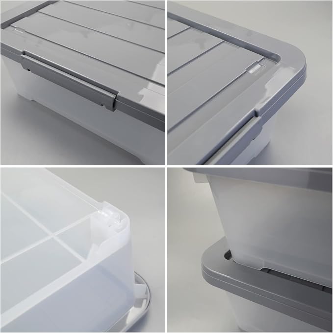 Readsky 3 Packs Large Clear Wheeled Latching Box, 40 L Plastic Underbed Storage - Image 3