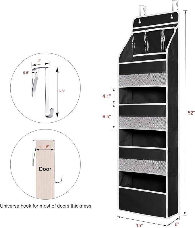 Univivi 5-Shelf Fabric Door Storage Over Door Hanging Organizer - Image 3