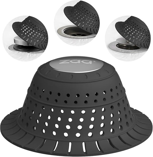 zaa Bathtub Drain Hair Catcher, Silicone Collapsible 1 Pack Drain Protector by zaa