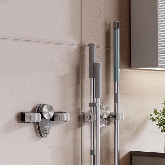 Mop and Broom Holder Wall Mount, No Punching Required Broom and Mop Organizer - Image 2