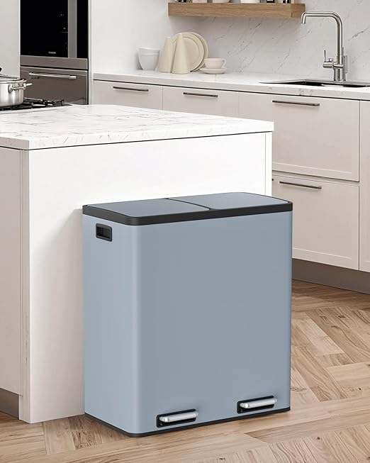 Arlopu 16 GallonStainless Steel Trash Can, 60L Dual Compartment, Metal Kitchen - Image 9