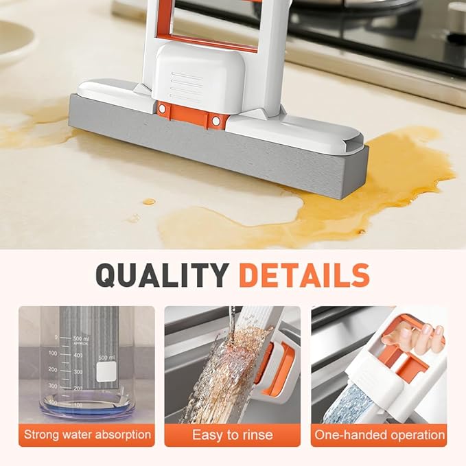 Mini Foldable Desktop Mop, Wet and Dry Portable Cleaning Sponge Mop, Self - Image 3