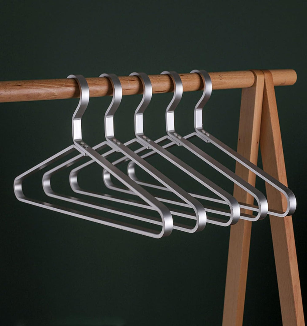 Premium Matte Silvery Aluminum Coat Hangers 6 Piece Set, 17.7” Extra Smooth &...