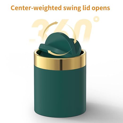 Mini Trash Can with Lid, Desktop Small Trash Can Recycling Bin Cute Metal - Image 2