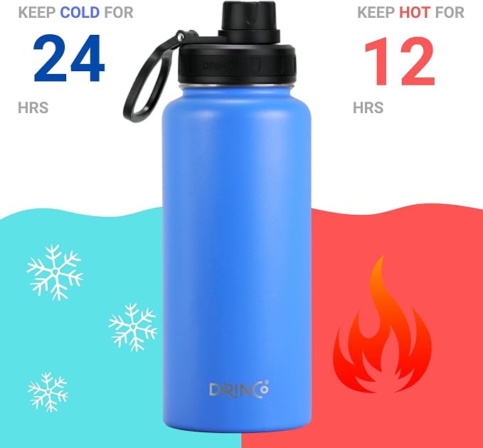 DRINCO Stainless Steel Water Bottle Spout Lid Vacuum Insulated Double Wall - Image 3