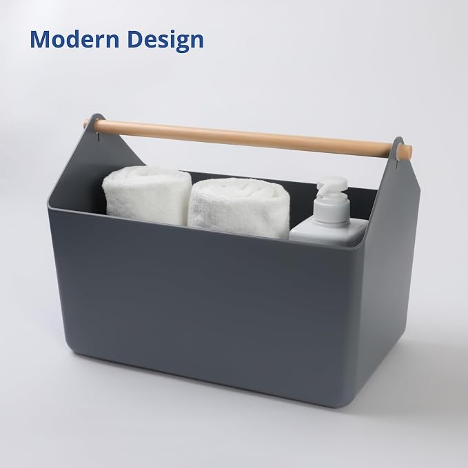BLUE GINKGO Large Storage Basket – Plastic Caddy - Image 6