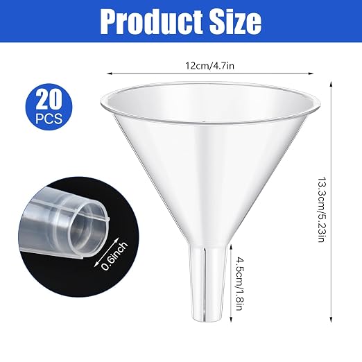 20PCS Plastic Funnels, 4.7'' Clear Plastic Funnels, Wide Mouth Funnel - Image 2