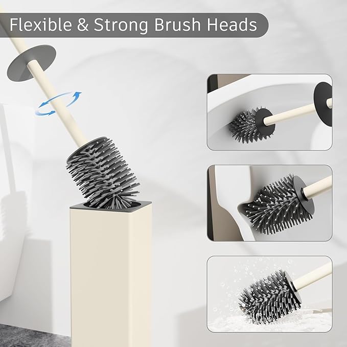 BVL Toilet Brush and Holder Set White Freestanding - Image 4