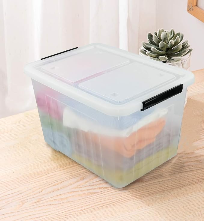 Asking 4-Pack Clear Large 50 L Plastic Storage Boxes, Plastic Storage Bins - Image 4