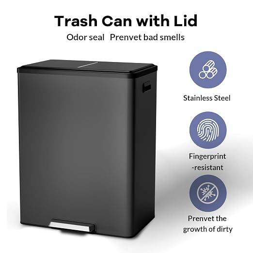 GarveeHome Step Dual Trash Can, 60L/16 Gallon Recycle Bins - Image 2