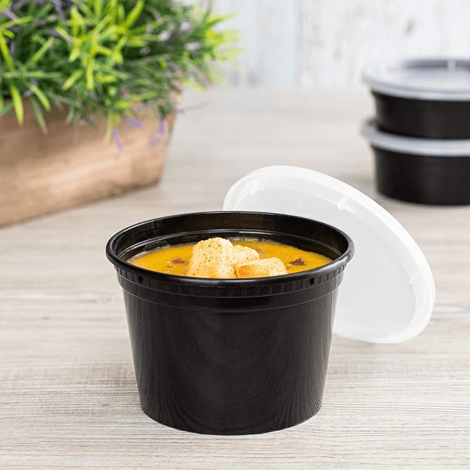 Karat [16oz - 240 ct Black PP Injection Molded Round Deli Containers - Image 2