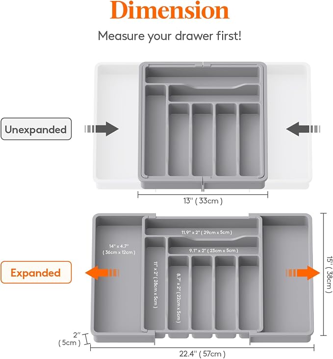 Lifewit Silverware Drawer Organizer, Expandable Utensil Organizer - Image 3