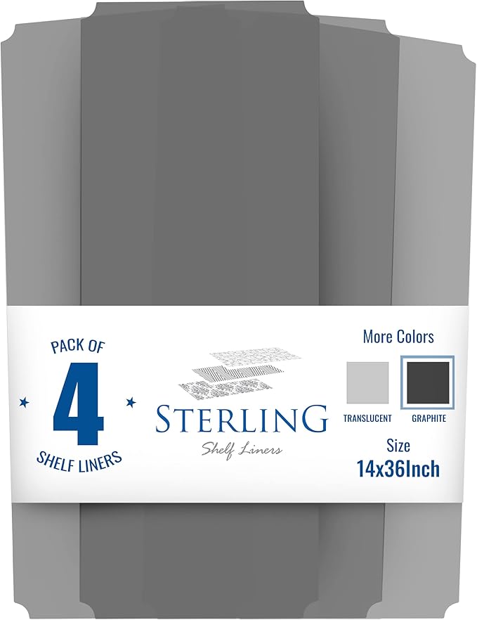 Sterling Shelf Liners for Wire Shelf System: Set of 4 in Graphite: 14 x 36 - Image 3