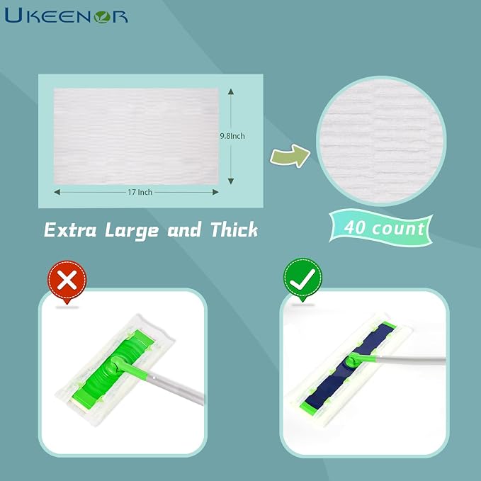 XL Dry Mop Refills 80 Counts Disposable Dusting Cloths Dry Sweeping Refills Dry - Image 2
