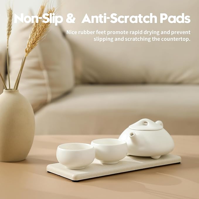2PCS Bathroom Sink Vanity Trays, Water Absorbing Diatomite Stone Drying Soap - Image 6
