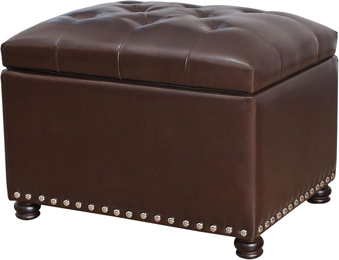 Joveco Faux Leather Storage Ottoman Bench Rectangle 24 Inch Foot Rest Ottomans by Joveco
