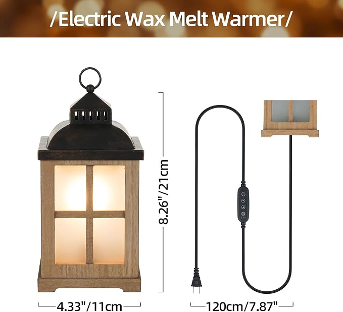 Wax Melt Warmer with Timer: Farmhouse Lantern Candle Warmer Electric Tart - Image 5