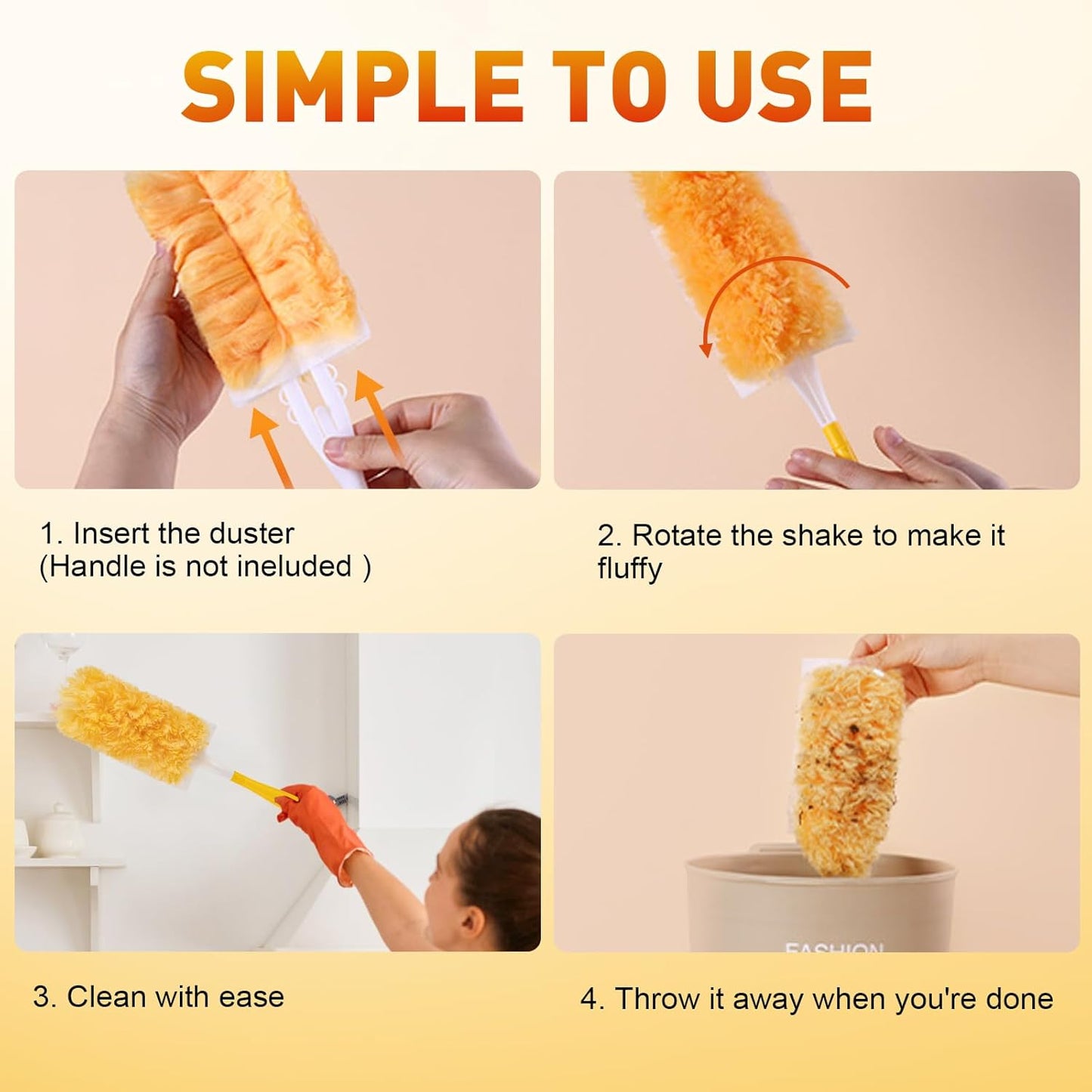 Heavy Duty Duster Refills, Unscented Disposable Dusters Kit for Cleaning Dusting Furniture Blind Ceiling Fan, Multi Surface 360 Feather Duster(25)