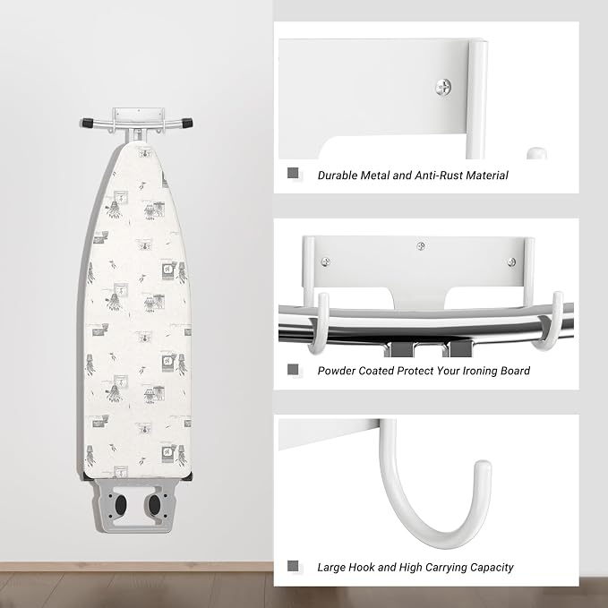 ORLESS Ironing Board Holder Wall Mount, Ironing Board Hanger, Iron Board Holder - Image 6