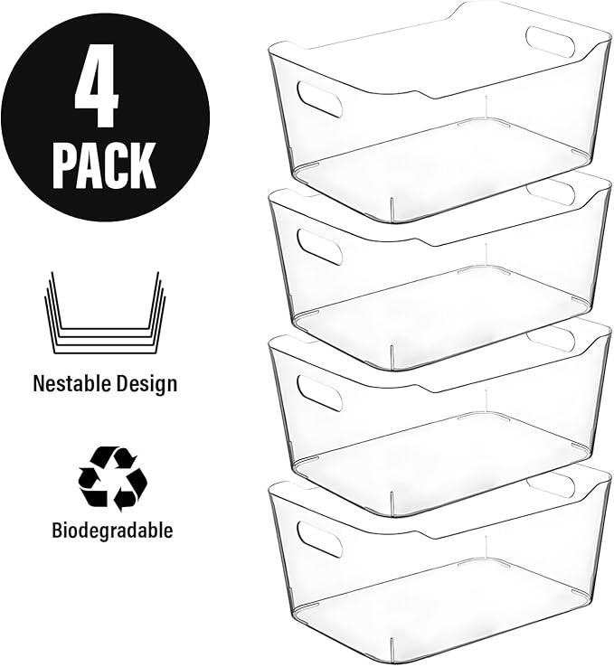 Clear Plastic Storage Bins, Refrigerator Freezer Fridge Organizer Storage - Image 7