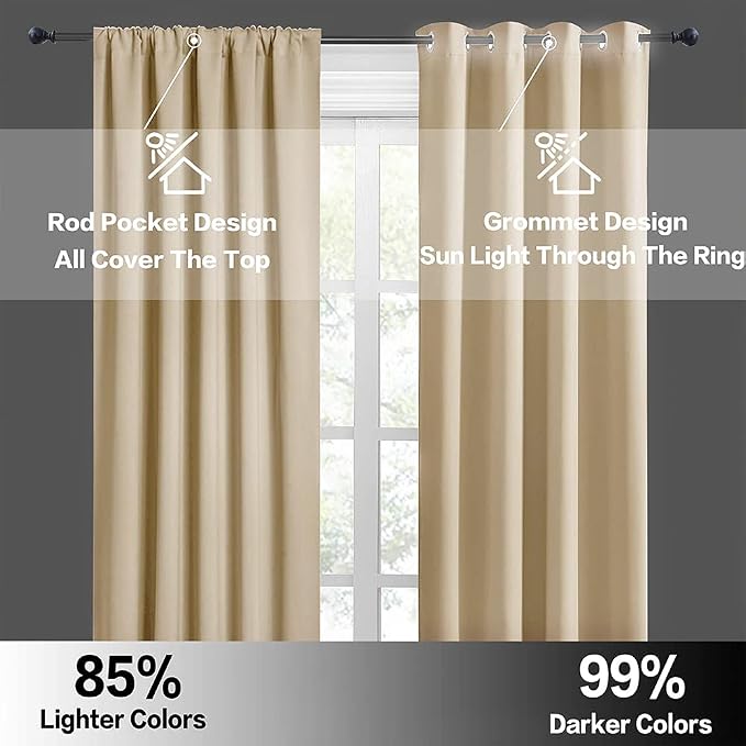 RYB HOME Blackout Curtains 63 inches Long - Image 5