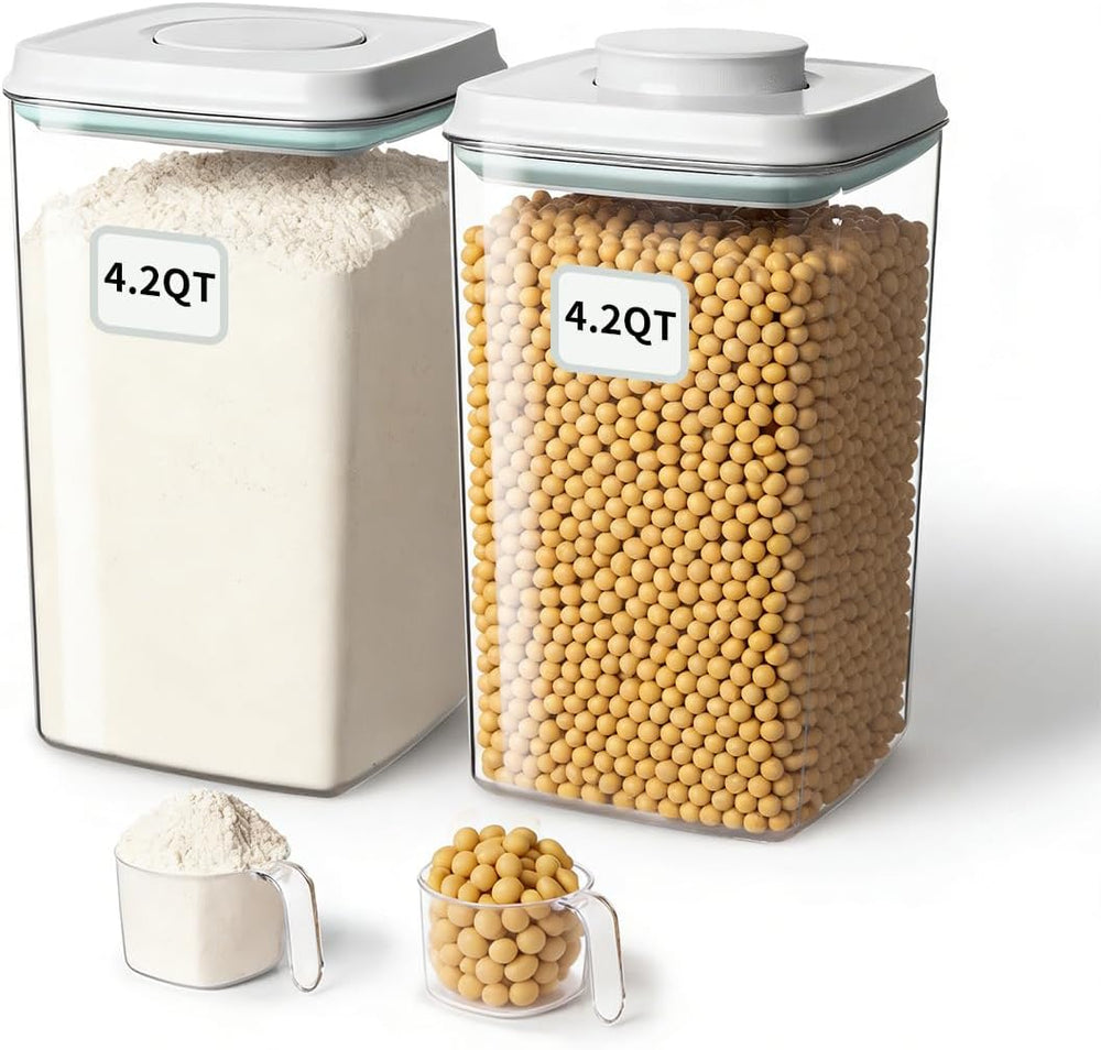 Airtight Food Storage Containers Set with One-Touch Lid, 2-Pack (4.22 QT / 4....