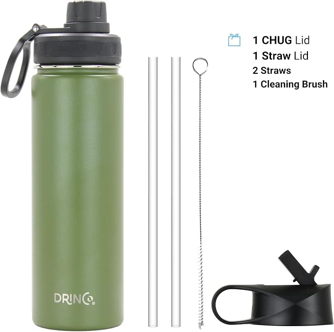 Drinco Stainless Steel Water Bottle Spout Lid Vacuum Insulated Double Wall - Image 2