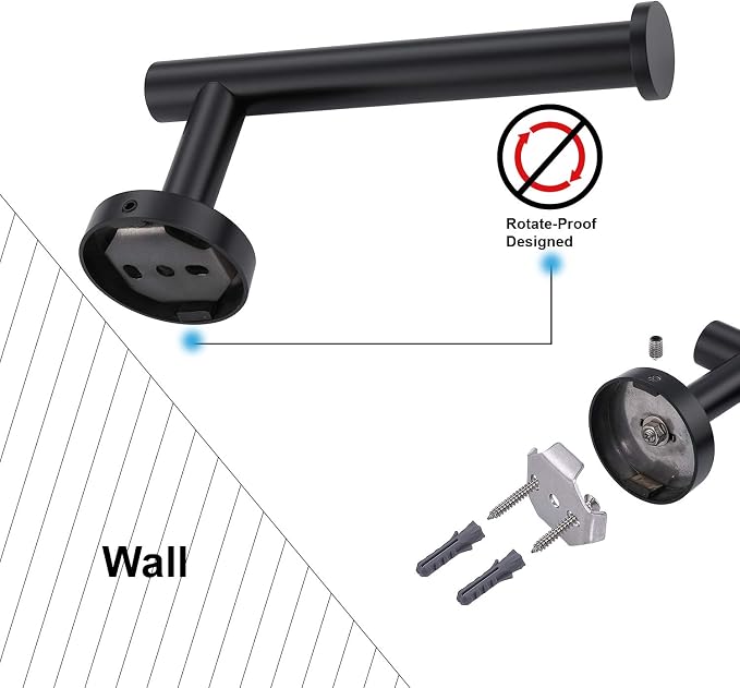 TASTOS Toilet Paper Holder SUS304 Stainless Steel Round Size Matte Black 2 Pack - Image 6