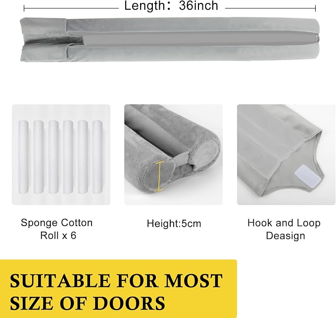 fowong Door Draft Stopper Double Side Adjustable Seal Bottom of Doors 30" to - Image 2