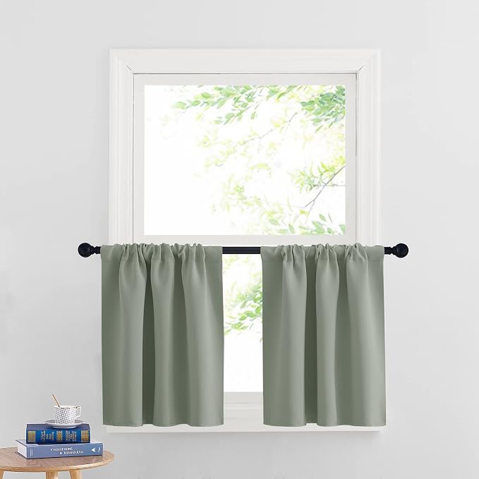 RYB HOME 24 inch Curtains for Kitchen Room Darkening Privacy Mini Curtain for by RYBHOME