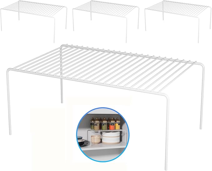 LargeWhite Cabinet Storage Shelf Rack Set of 4, Rustproof Metal Wire Kitchen by DPZM