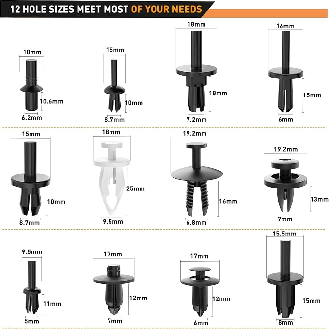 GOOACC 380Pcs Car Automotive Plastic, Nylon Push Pin Rivet - Image 2