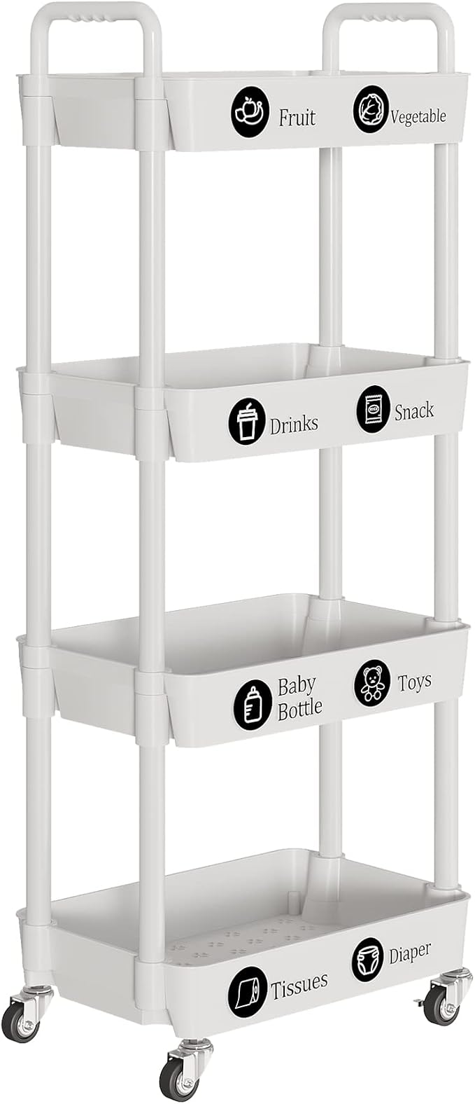Laiensia 4-Tier Storage Cart, Mobile Shelving Unit Cart - Image 8