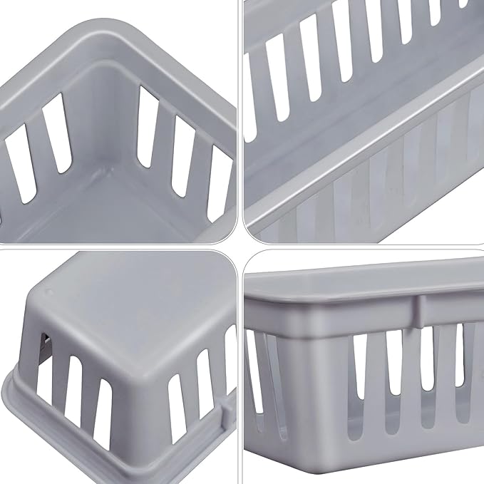 Domensi 12 Pack Slim Plastic Storage Baskets Tray - Image 3