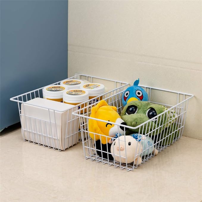 SANNO Wire Metal Baskets Freezer Baskets Farmhouse Organizer Storage Bins Large - Image 4