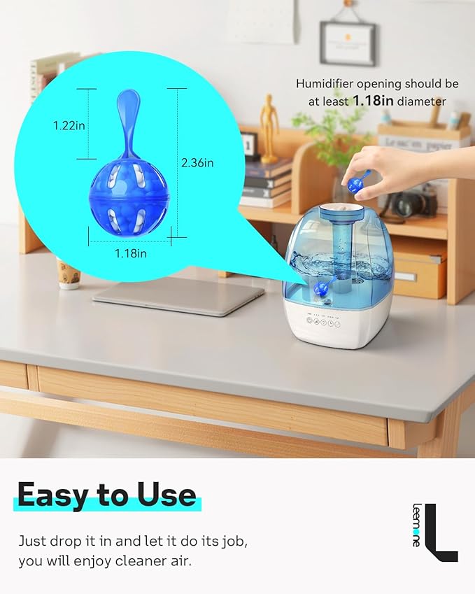 Leemone Humidifier Cleaner 6 Pack, Demineralization Cleaning Ball, Works in All - Image 2