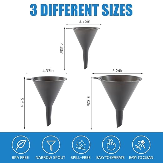 Plastic Kitchen Funnel Set of 3, Round Kitchen Funnels - Image 2