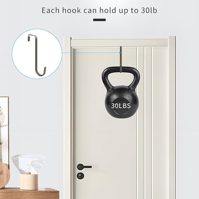 FYY Over The Door Hooks, 4 Pack Upgraded Long Door Hangers Hooks - Image 4