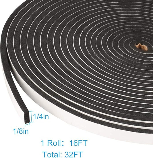 2 Rolls Weather Stripping, 1/4 Inch Wide X 1/8 Inch Thick Foam Seal Tape High - Image 2