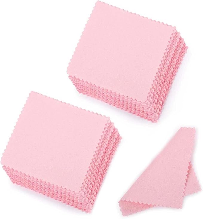 SEVENWELL 100pcs Jewelry Cleaning Cloth Pink Polishing Cloth by SEVENWELL