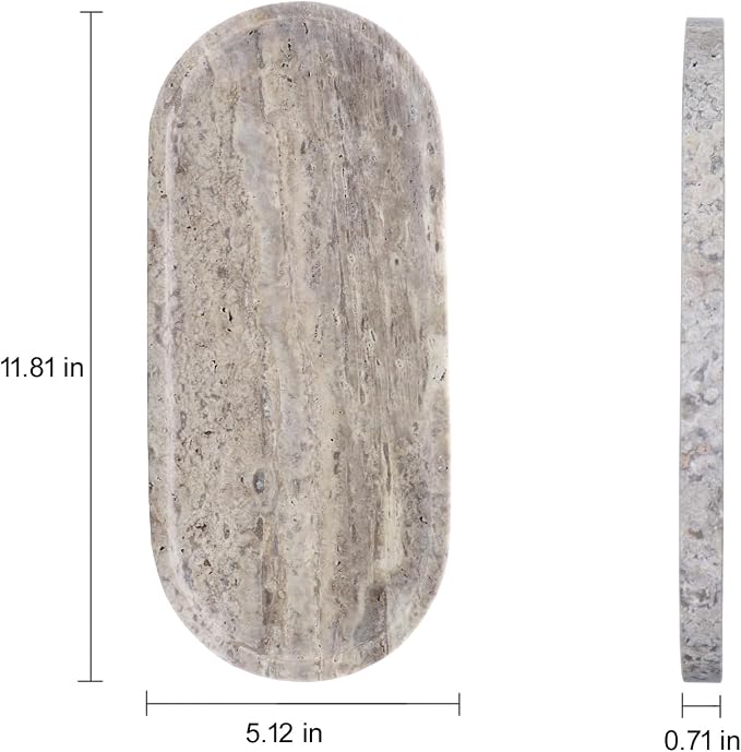Natural Marble Tray, Oval Vanity Decorative Tray - Image 3