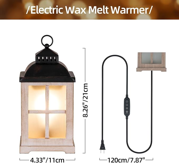 Wax Melt Warmer with Timer: Farmhouse Lantern Candle Warmer Electric Tart - Image 5