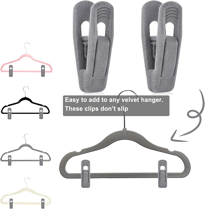 Grey Velvet Hanger Clips - Image 3