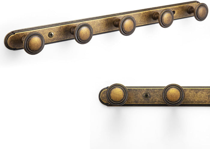 Goo-Ki 1 Pack Antique Brass Coat Rack Wall Mount Heavy Duty, Vintage Brass Towel Rack Zinc Alloy Coat Hooks Wall Mounted for Bag Hat Clothes Scarf