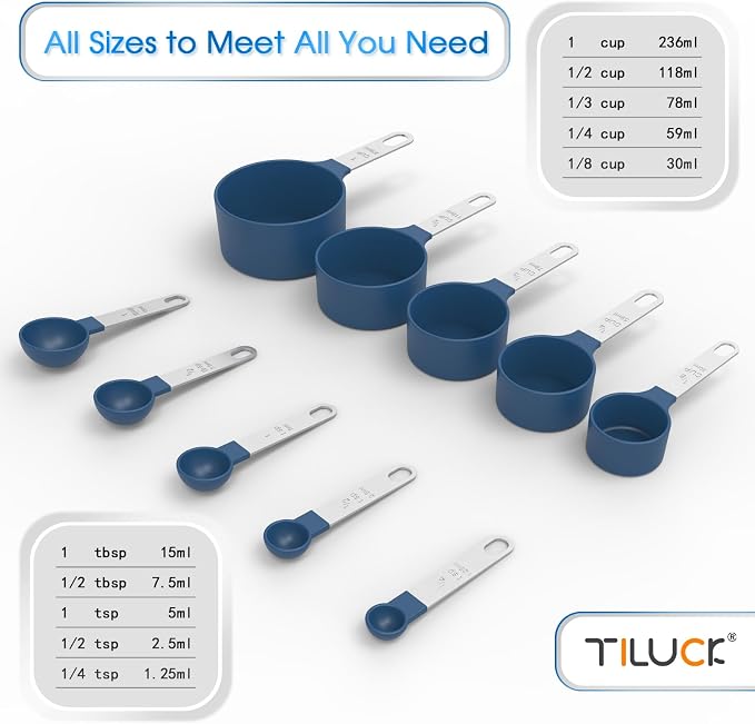 TILUCK Measuring Cups & Spoons Set, Stackable Cups and Spoons, Nesting Measure - Image 3