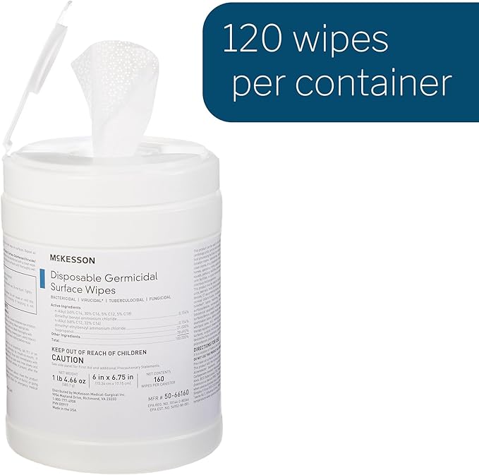 McKesson Germicidal Wipes Disinfecting Wipes, Alcohol Cleaning Disinfectant - Image 6