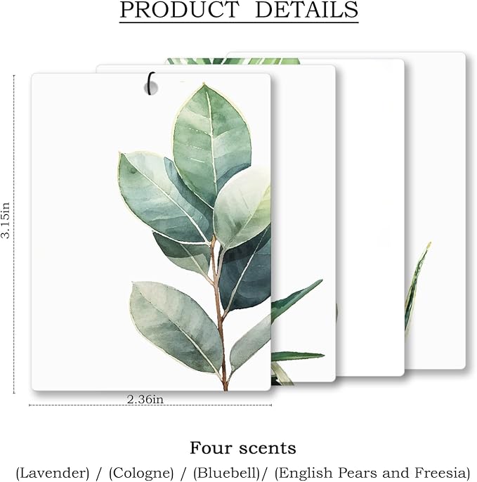 Tropical Leafy Botanical Car Air Freshener 4 Pcs, Rustic Scented Car - Image 4
