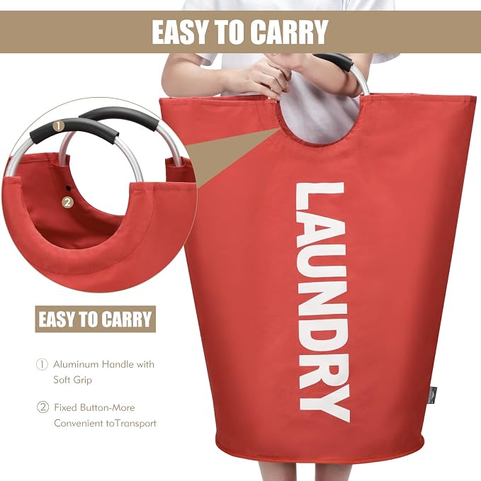 DOKEHOM 90L Large Laundry Basket, Collapsible Laundry Bag, Freestanding Tall - Image 5