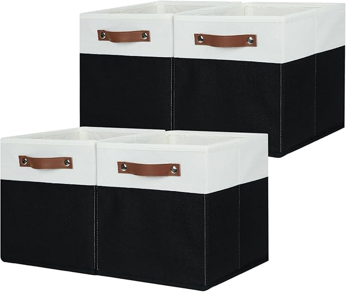 HNZIGE Cubes Storage Bins Set of 4, 11 x 11 Fabric Storage Cube Baskets - Image 7